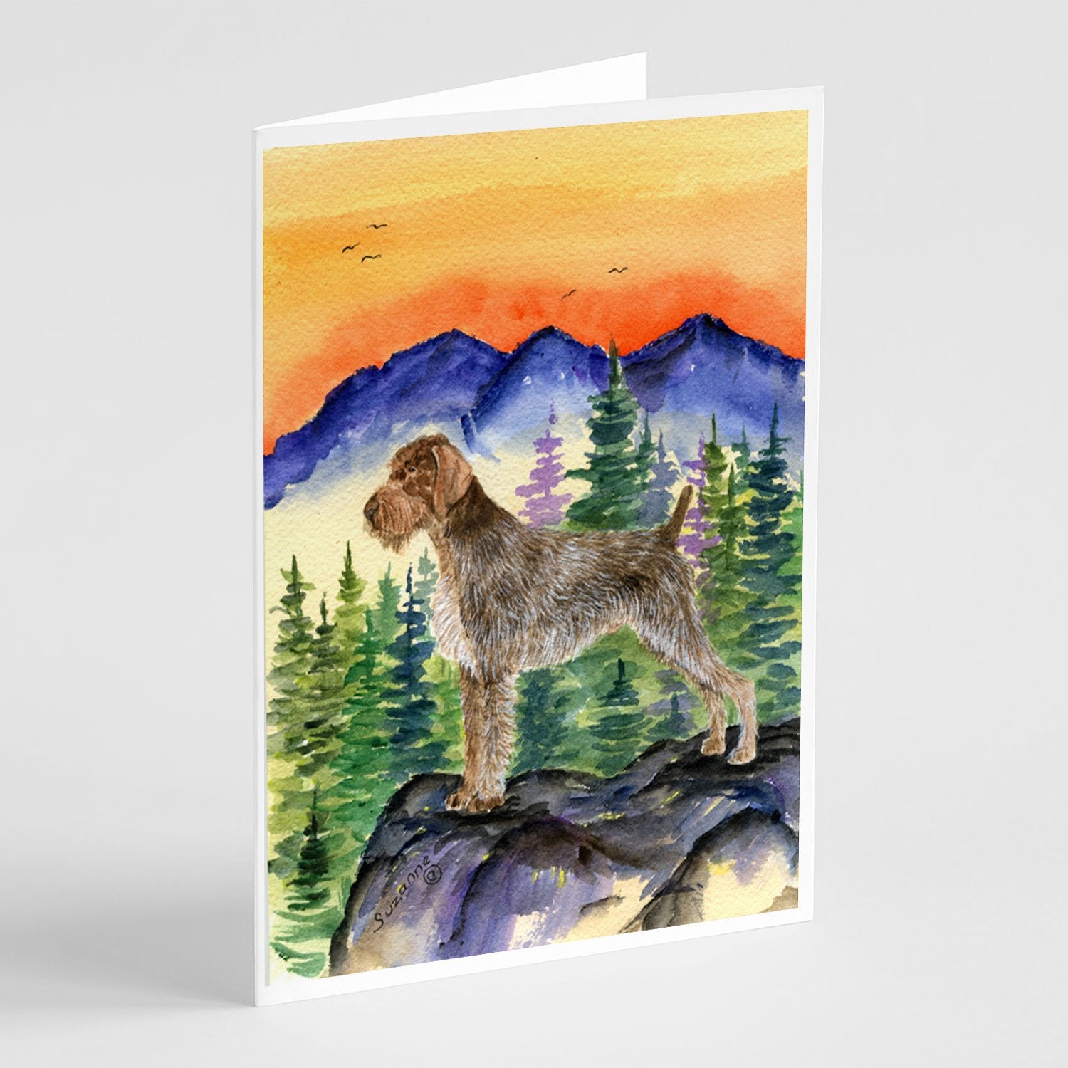 German Wirehaired Pointer Greeting Cards Pack of 8 Blank Cards with Envelopes Whimsical A7 Size 5x7