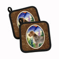 German Wirehaired Pointer Pot Holder Set of 2 Heat Resistant Quilted Hot Pads 7.5 x 7.5 Inch, Insulated Kitchen Trivets for Cooking & Baking