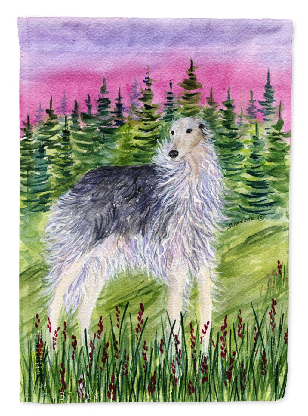 Borzoi House Flag 28x40 Porch Sleeve Pole Decorative Outside Yard Banner Artwork Wall Hanging, Polyester