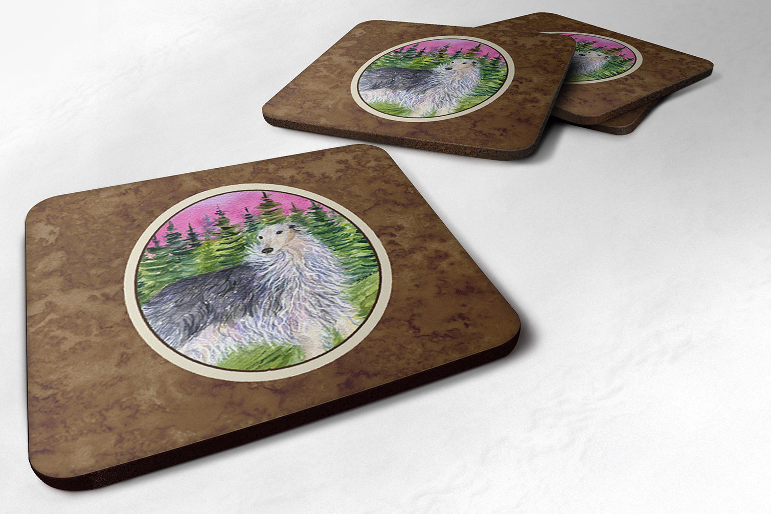 Borzoi Foam Coasters Set of 4 Cup Coasters for Indoor Outdoor, Tabletop Protection, Anti Slip, Mouse pad Material