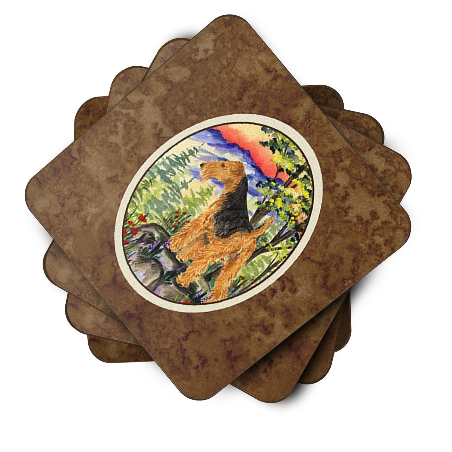Lakeland Terrier Foam Coasters Set of 4 Cup Coasters for Indoor Outdoor, Tabletop Protection, Anti Slip, Mouse pad Material