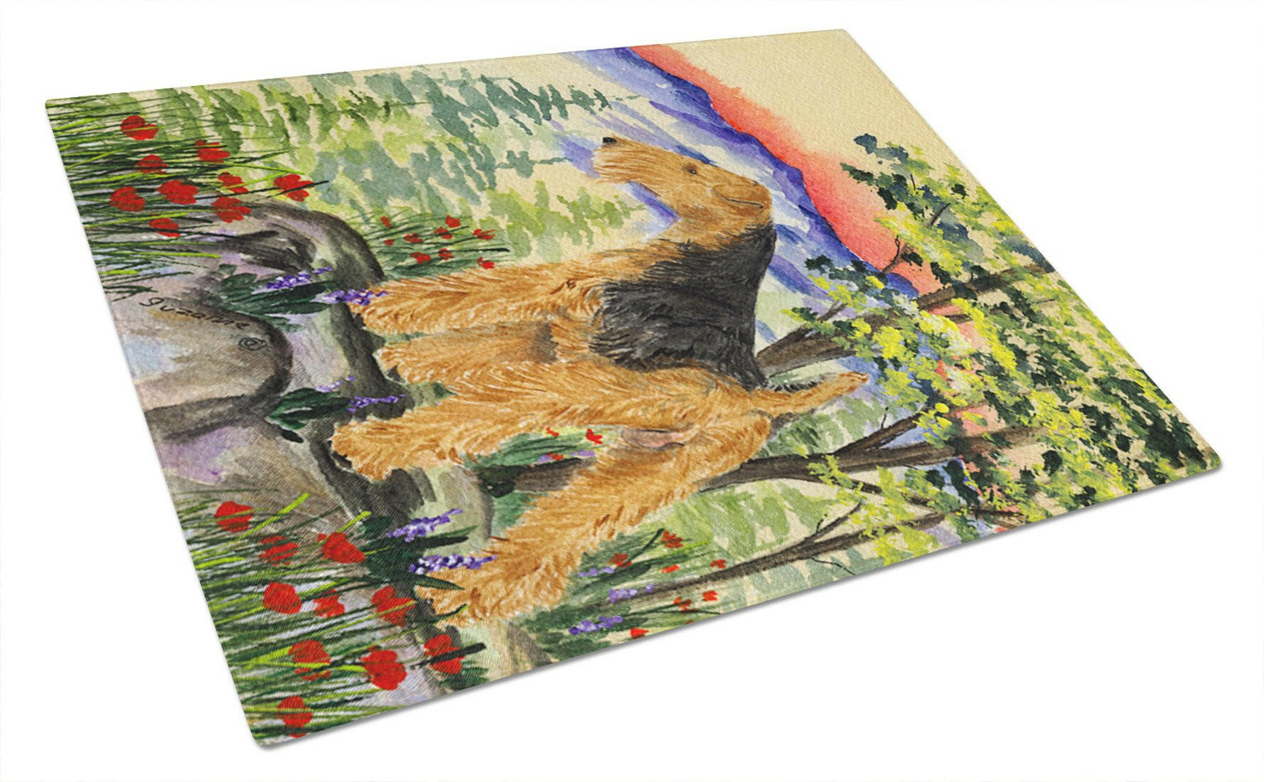 Lakeland Terrier Cutting Board Tempered Glass Kitchen Cutting Surface, Heat Resistant Chopping, Non-Slip Feet, Food Prep & Serving