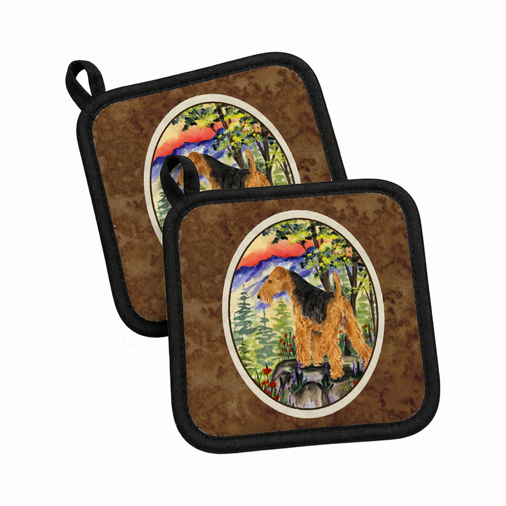 Lakeland Terrier Pot Holder Set of 2 Heat Resistant Quilted Hot Pads 7.5 x 7.5 Inch, Insulated Kitchen Trivets for Cooking & Baking
