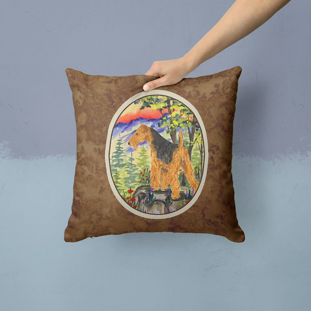 Lakeland Terrier Decorative Throw Pillow 14x14 Indoor Outdoor Accent Cushion, Fabric Cover with Insert for Sofa, Bed, Porch & Living Room