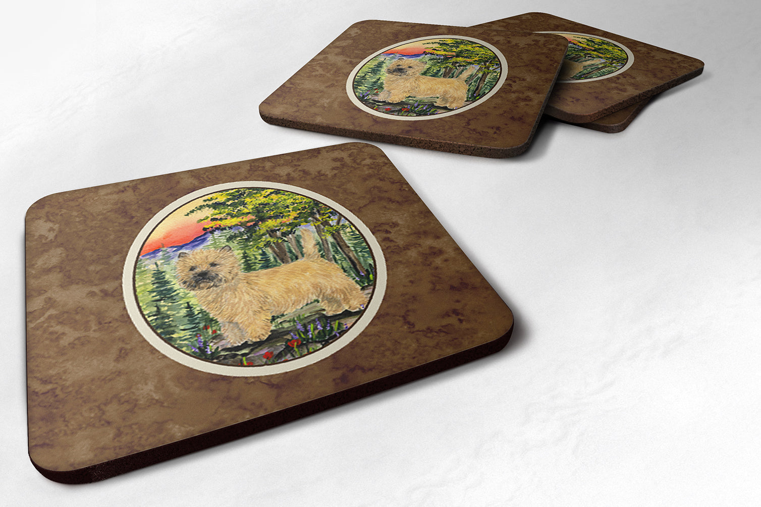Cairn Terrier Foam Coasters Set of 4 Cup Coasters for Indoor Outdoor, Tabletop Protection, Anti Slip, Mouse pad Material