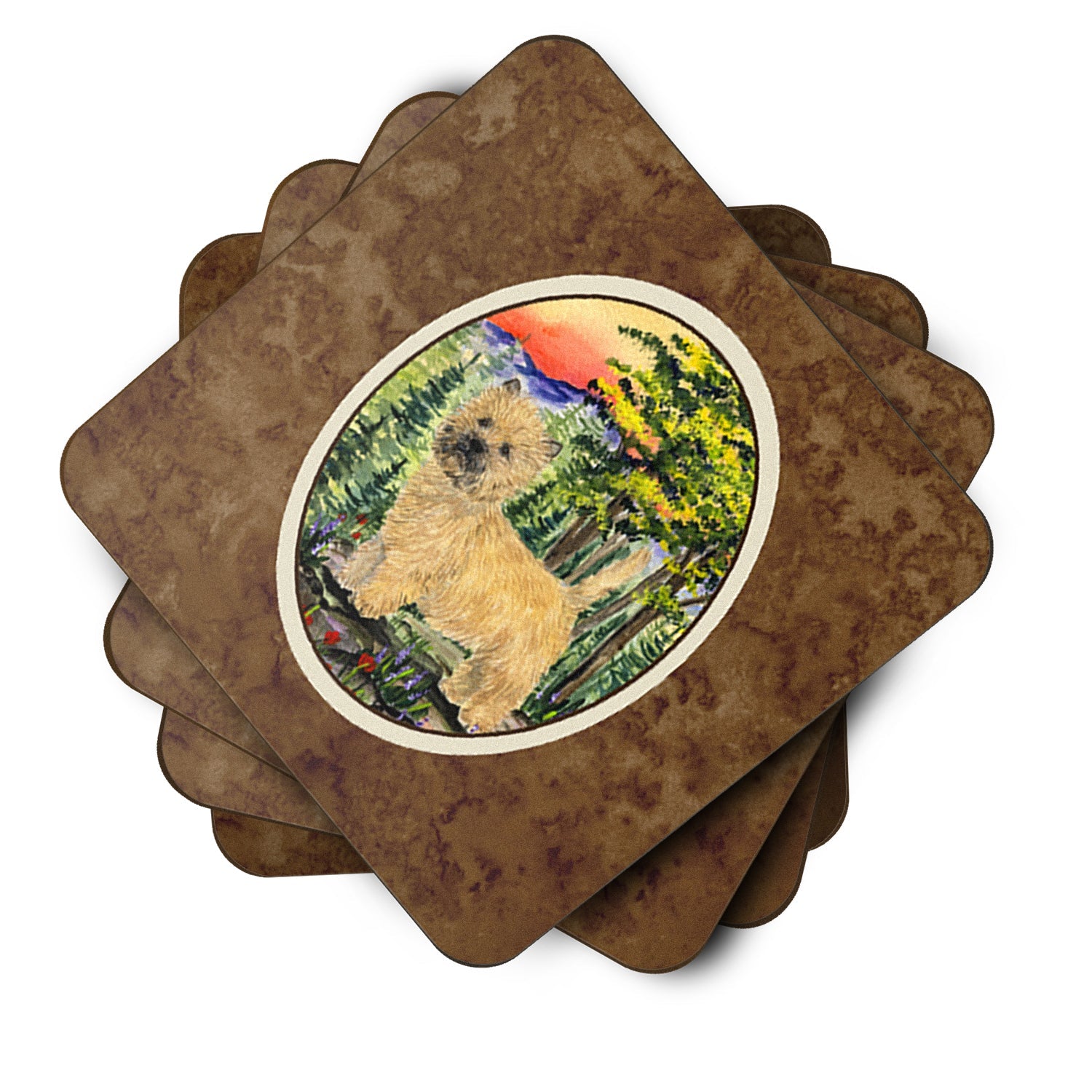Cairn Terrier Foam Coasters Set of 4 Cup Coasters for Indoor Outdoor, Tabletop Protection, Anti Slip, Mouse pad Material