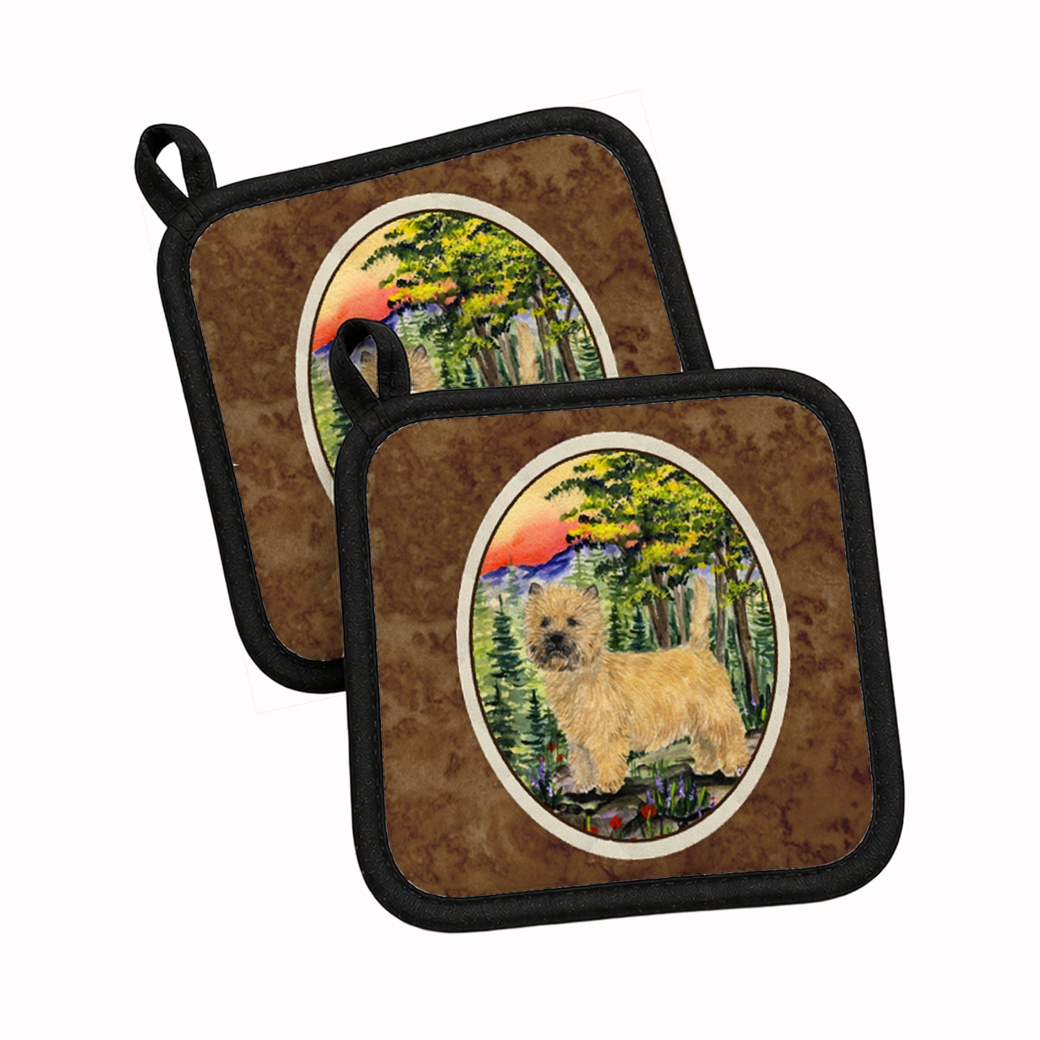 Cairn Terrier Pot Holder Set of 2 Heat Resistant Quilted Hot Pads 7.5 x 7.5 Inch, Insulated Kitchen Trivets for Cooking & Baking