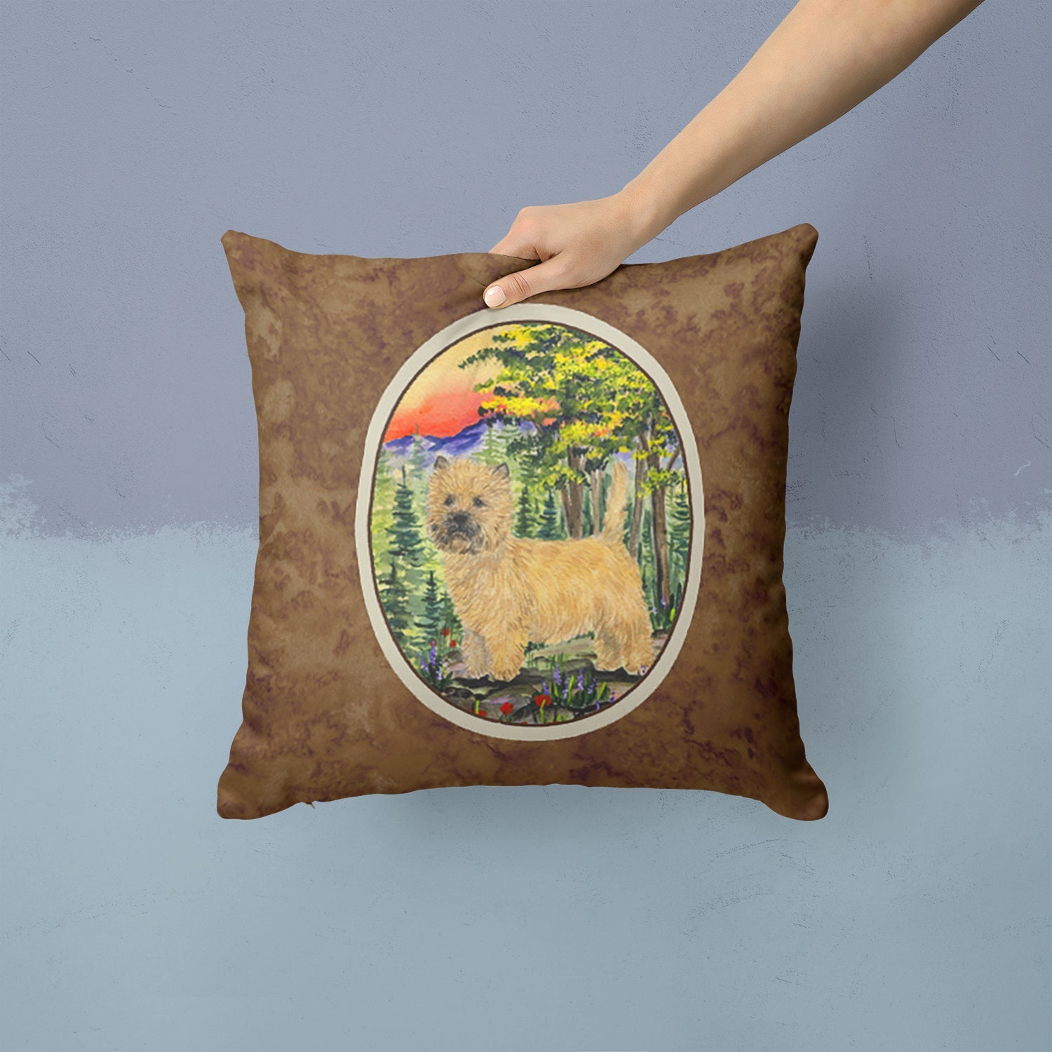 Cairn Terrier Decorative Throw Pillow 14x14 Indoor Outdoor Accent Cushion, Fabric Cover with Insert for Sofa, Bed, Porch & Living Room