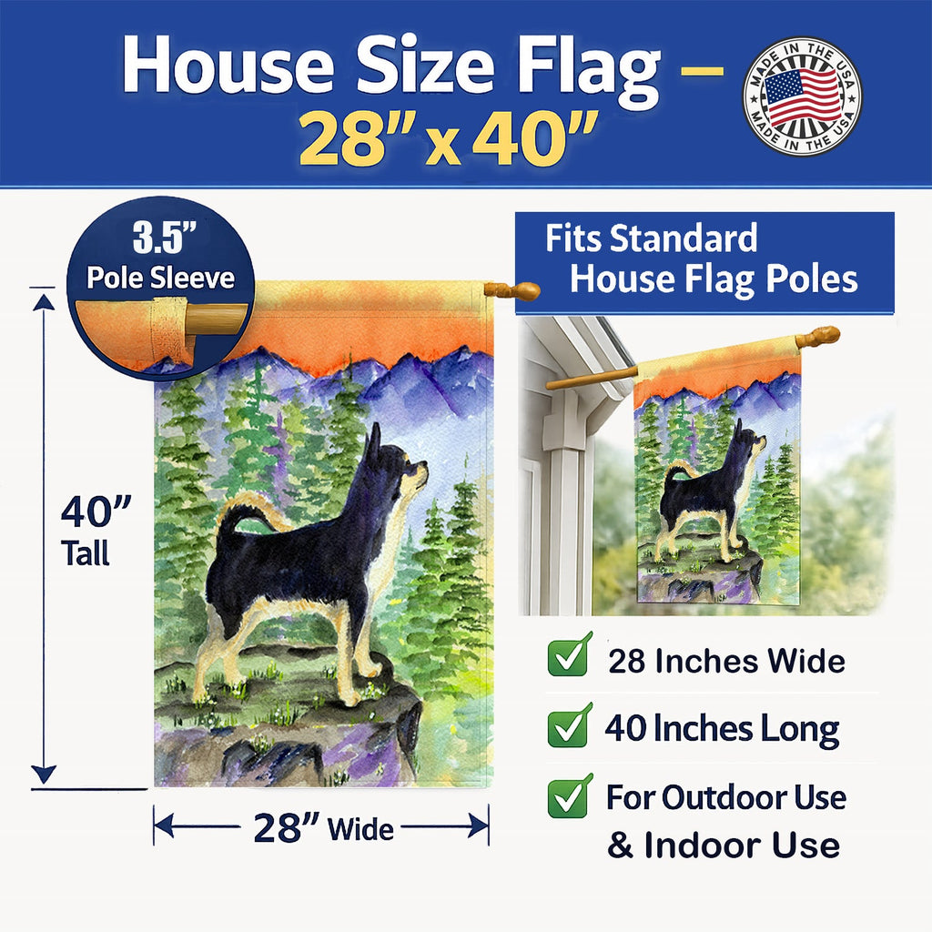 Chihuahua House Flag 28x40 Porch Sleeve Pole Decorative Outside Yard Banner Artwork Wall Hanging, Polyester