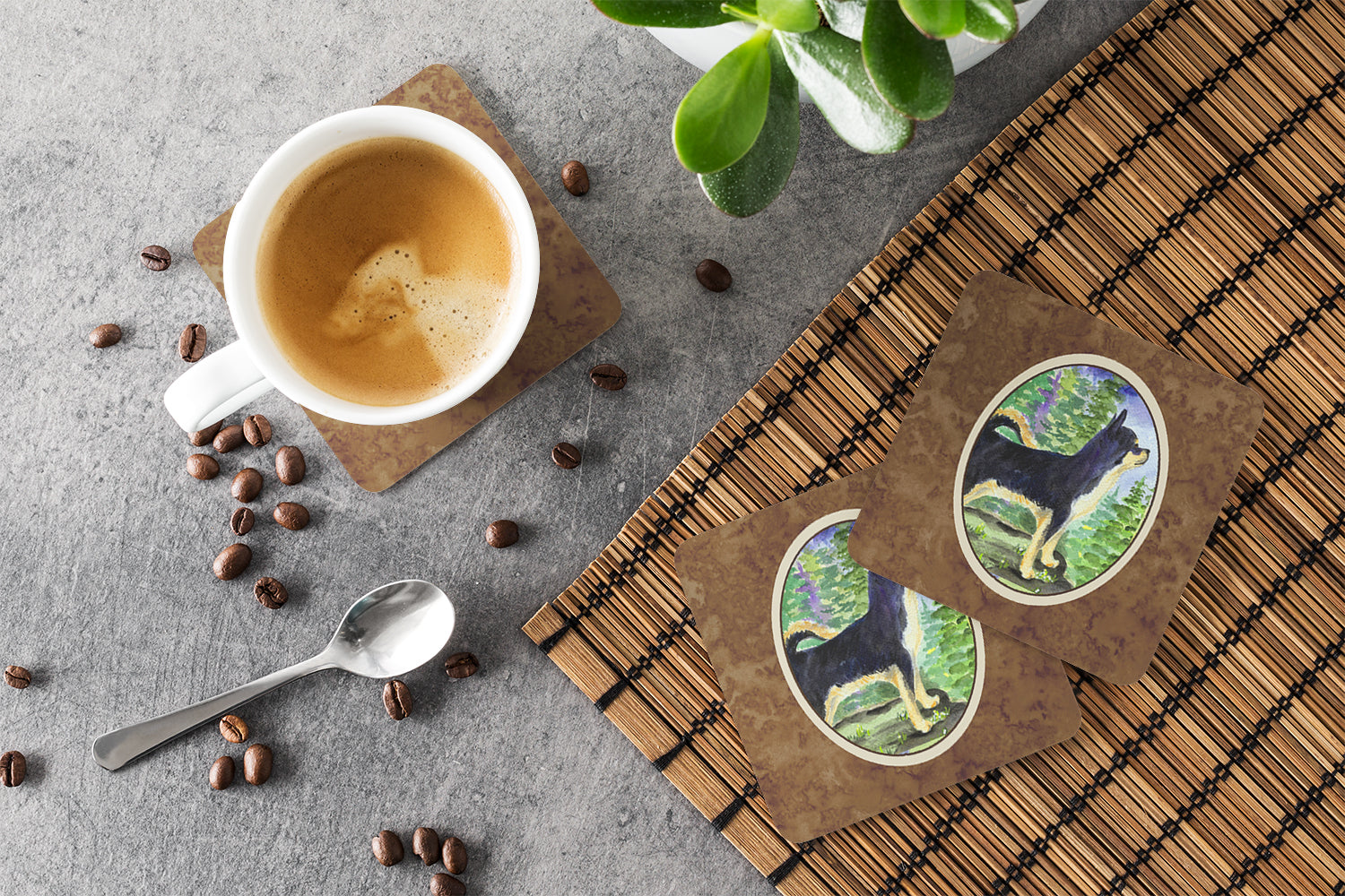 Chihuahua Foam Coasters Set of 4 Cup Coasters for Indoor Outdoor, Tabletop Protection, Anti Slip, Mouse pad Material