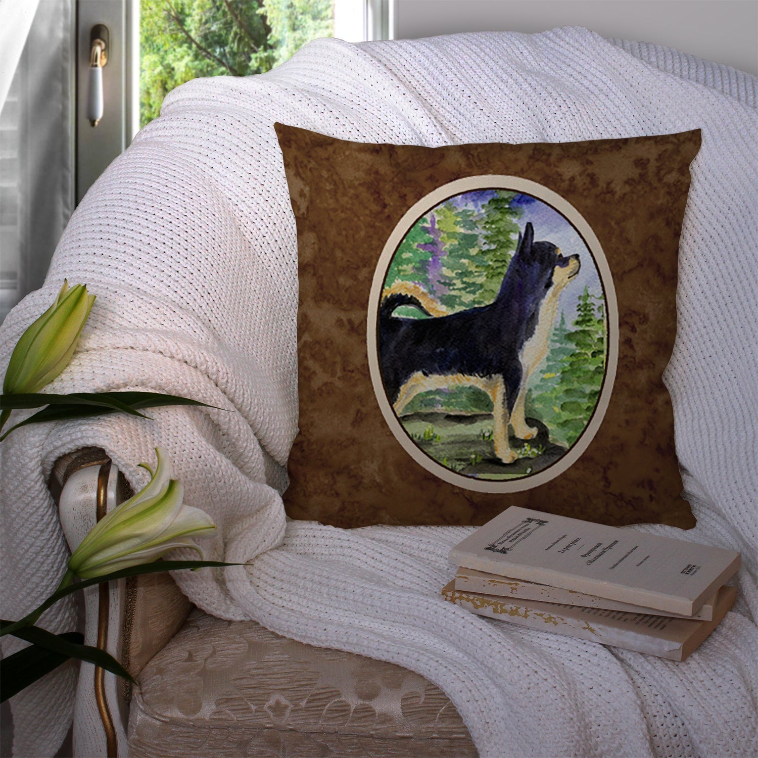 Chihuahua Decorative Throw Pillow 14x14 Indoor Outdoor Accent Cushion, Fabric Cover with Insert for Sofa, Bed, Porch & Living Room