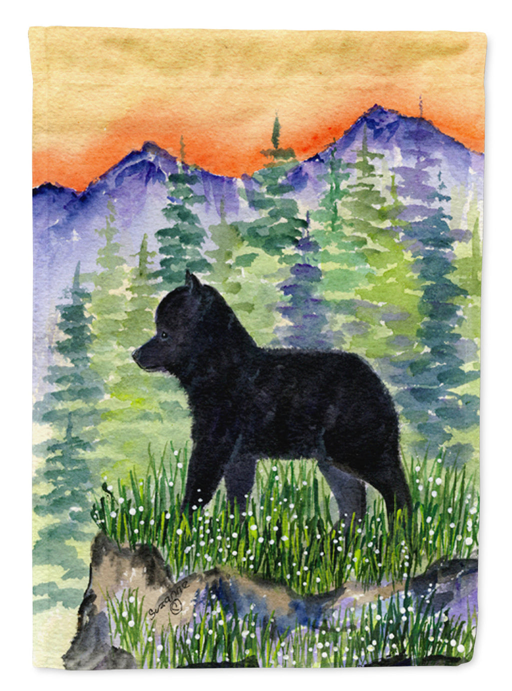 Schipperke House Flag 28x40 Porch Sleeve Pole Decorative Outside Yard Banner Artwork Wall Hanging, Polyester