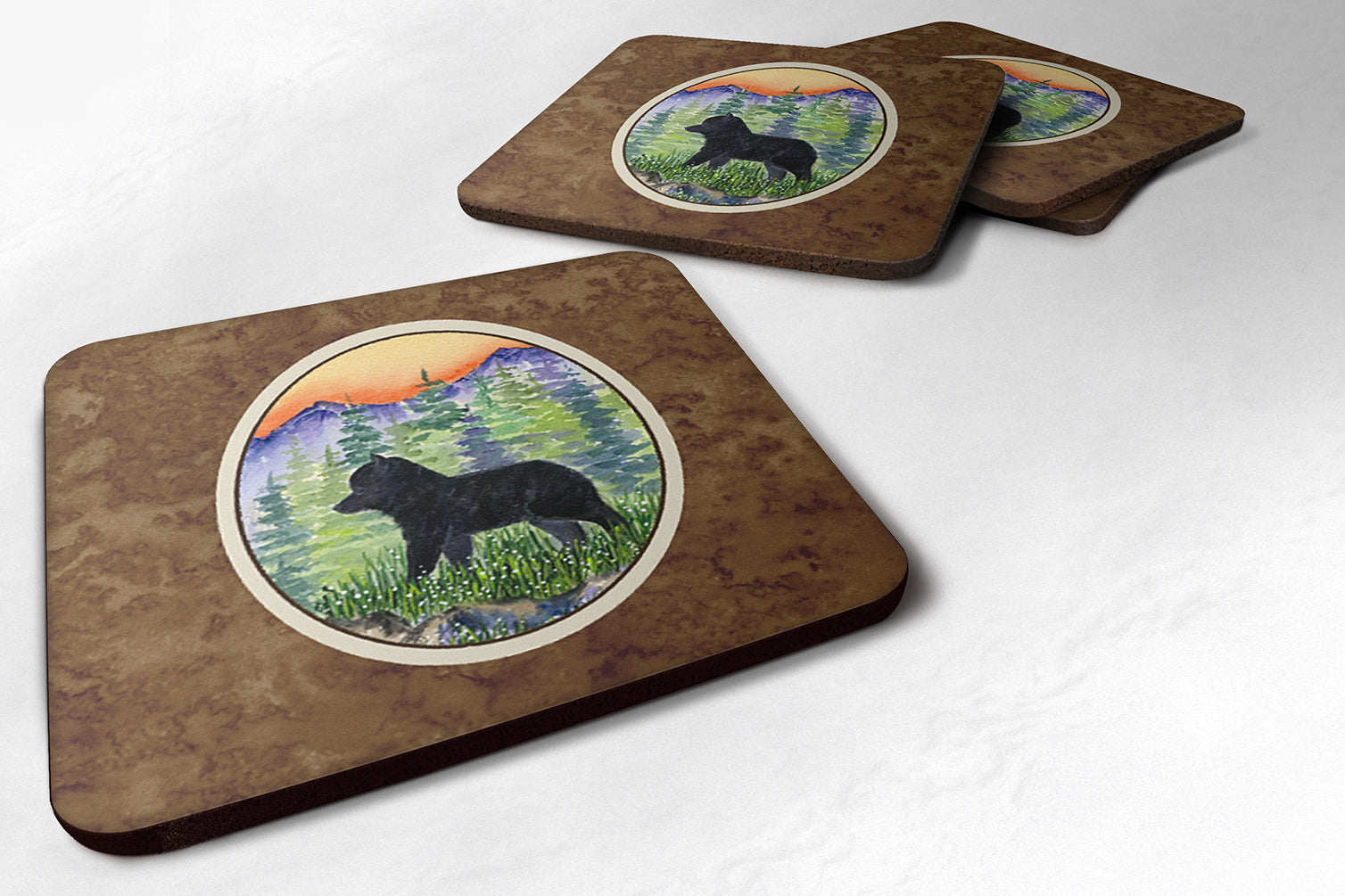 Schipperke Foam Coasters Set of 4 Cup Coasters for Indoor Outdoor, Tabletop Protection, Anti Slip, Mouse pad Material