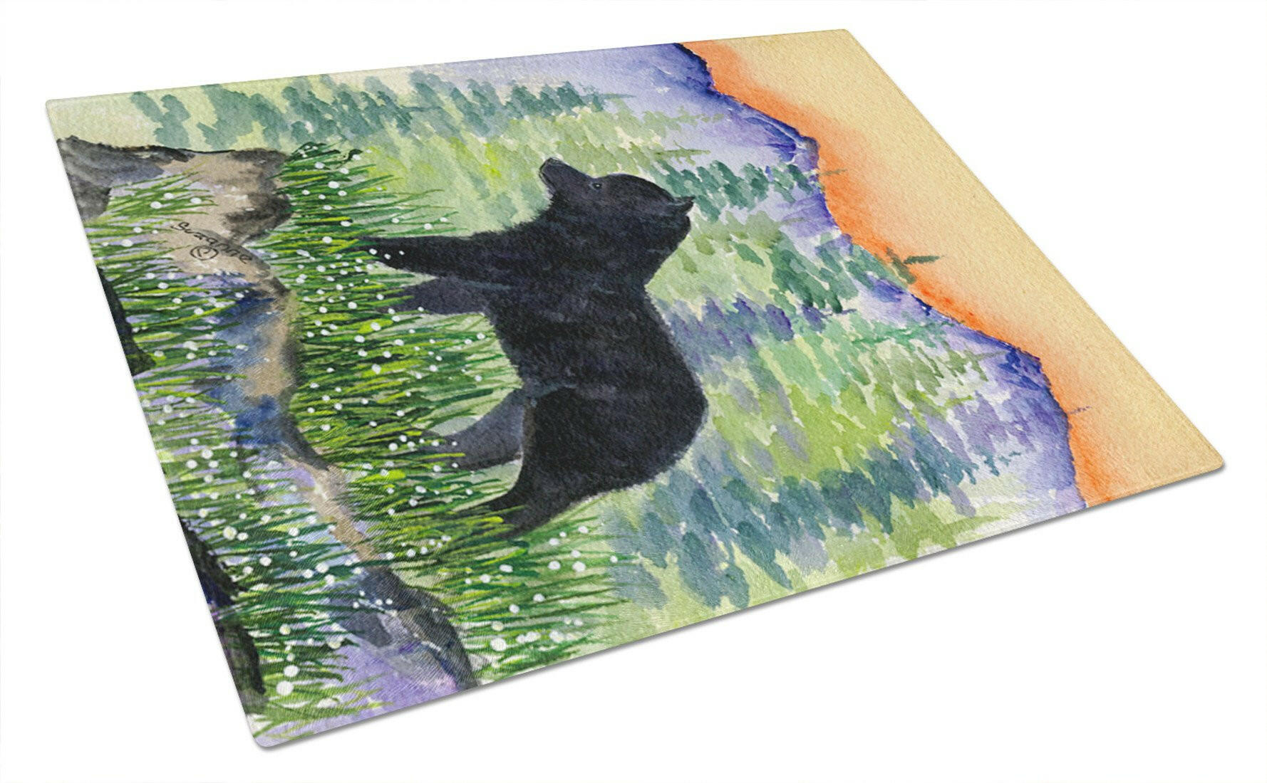 Schipperke Cutting Board Tempered Glass Kitchen Cutting Surface, Heat Resistant Chopping, Non-Slip Feet, Food Prep & Serving
