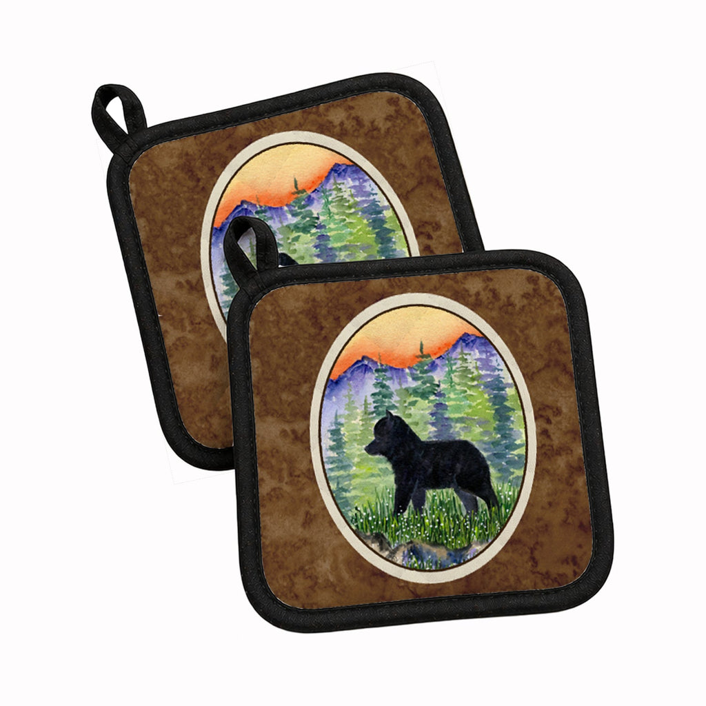 Schipperke Pot Holder Set of 2 Heat Resistant Quilted Hot Pads 7.5 x 7.5 Inch, Insulated Kitchen Trivets for Cooking & Baking
