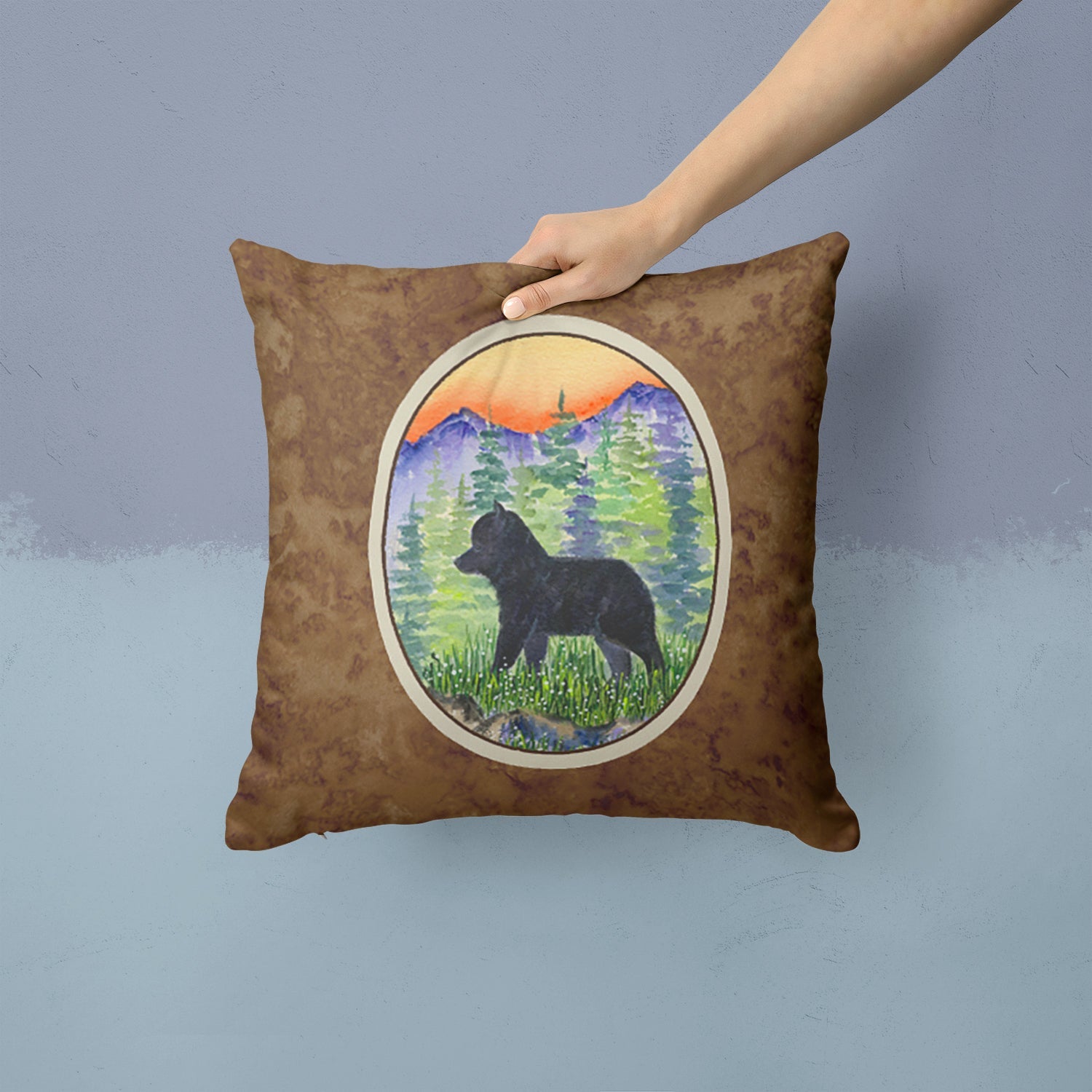 Schipperke Decorative Throw Pillow 14x14 Indoor Outdoor Accent Cushion, Fabric Cover with Insert for Sofa, Bed, Porch & Living Room