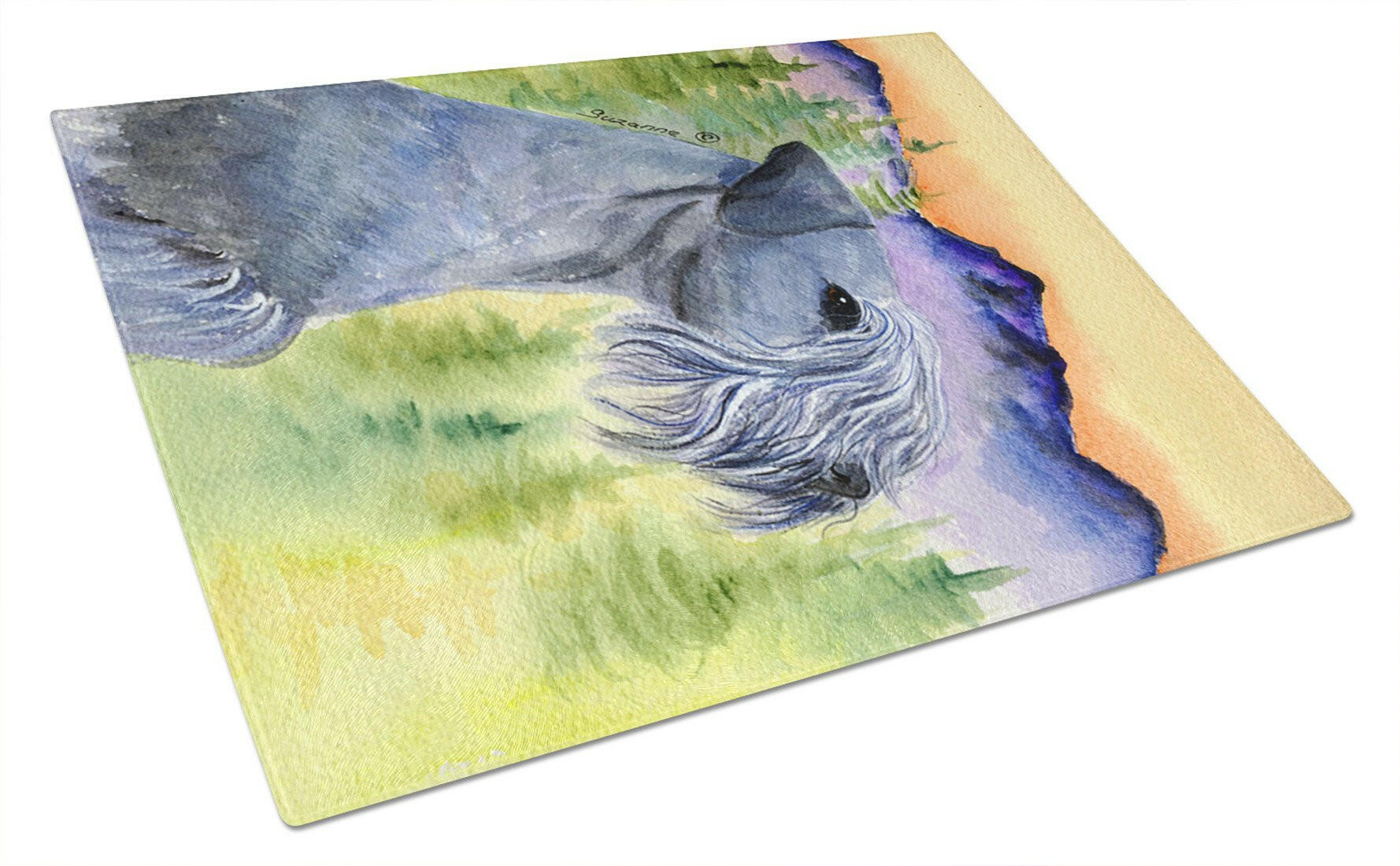Cesky Terrier Cutting Board Tempered Glass Kitchen Cutting Surface, Heat Resistant Chopping, Non-Slip Feet, Food Prep & Serving