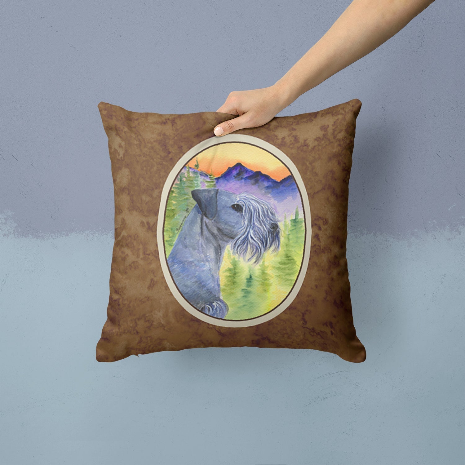Cesky Terrier Decorative Throw Pillow 14x14 Indoor Outdoor Accent Cushion, Fabric Cover with Insert for Sofa, Bed, Porch & Living Room