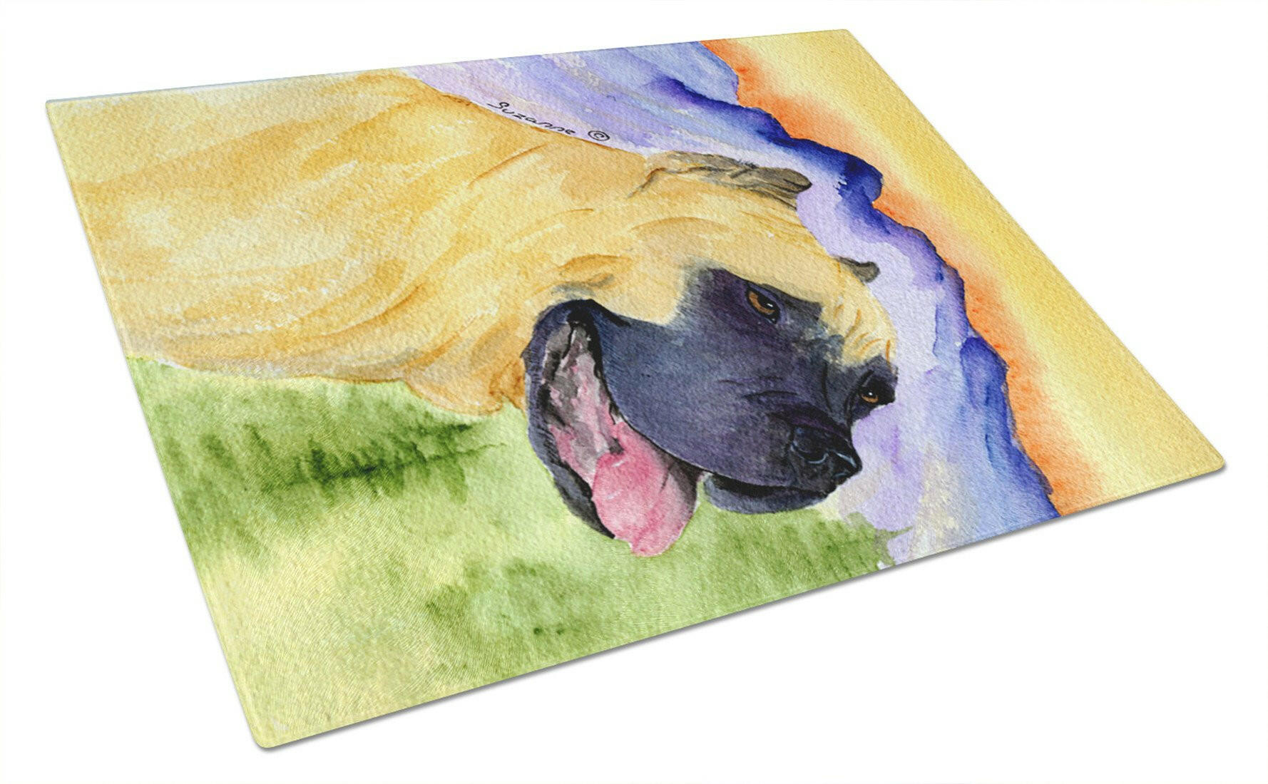 Cane Corso Cutting Board Tempered Glass Kitchen Cutting Surface, Heat Resistant Chopping, Non-Slip Feet, Food Prep & Serving