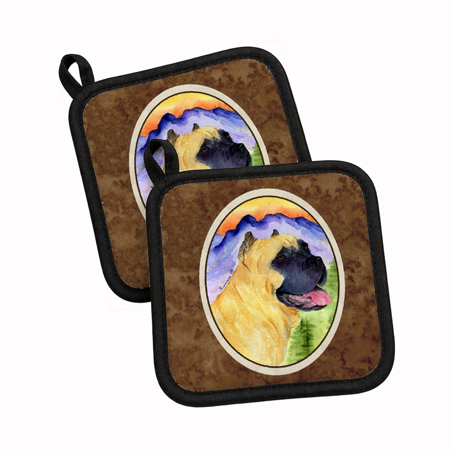 Cane Corso Pot Holder Set of 2 Heat Resistant Quilted Hot Pads 7.5 x 7.5 Inch, Insulated Kitchen Trivets for Cooking & Baking