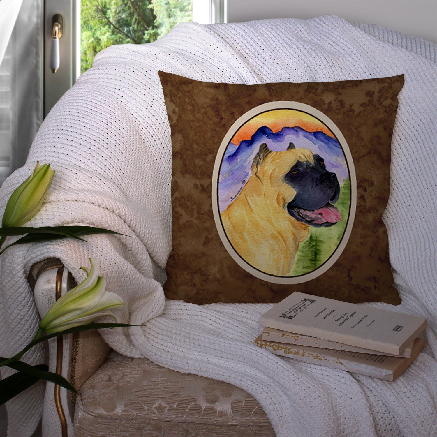 Cane Corso Decorative Throw Pillow 14x14 Indoor Outdoor Accent Cushion, Fabric Cover with Insert for Sofa, Bed, Porch & Living Room