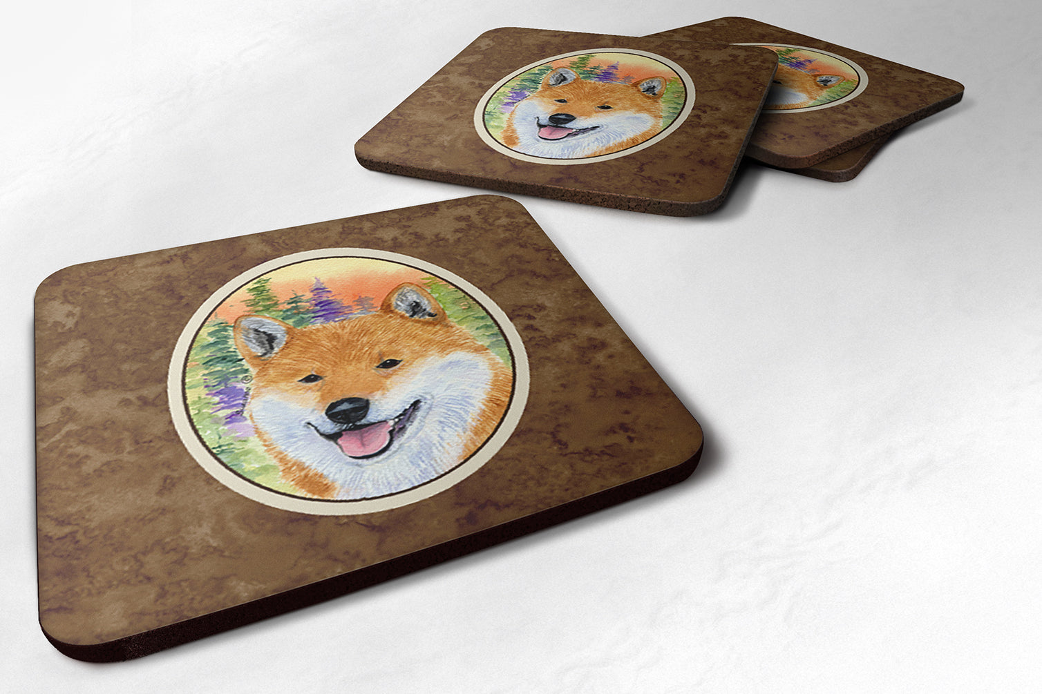 Shiba Inu Foam Coasters Set of 4 Cup Coasters for Indoor Outdoor, Tabletop Protection, Anti Slip, Mouse pad Material