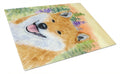 Shiba Inu Cutting Board Tempered Glass Kitchen Cutting Surface, Heat Resistant Chopping, Non-Slip Feet, Food Prep & Serving
