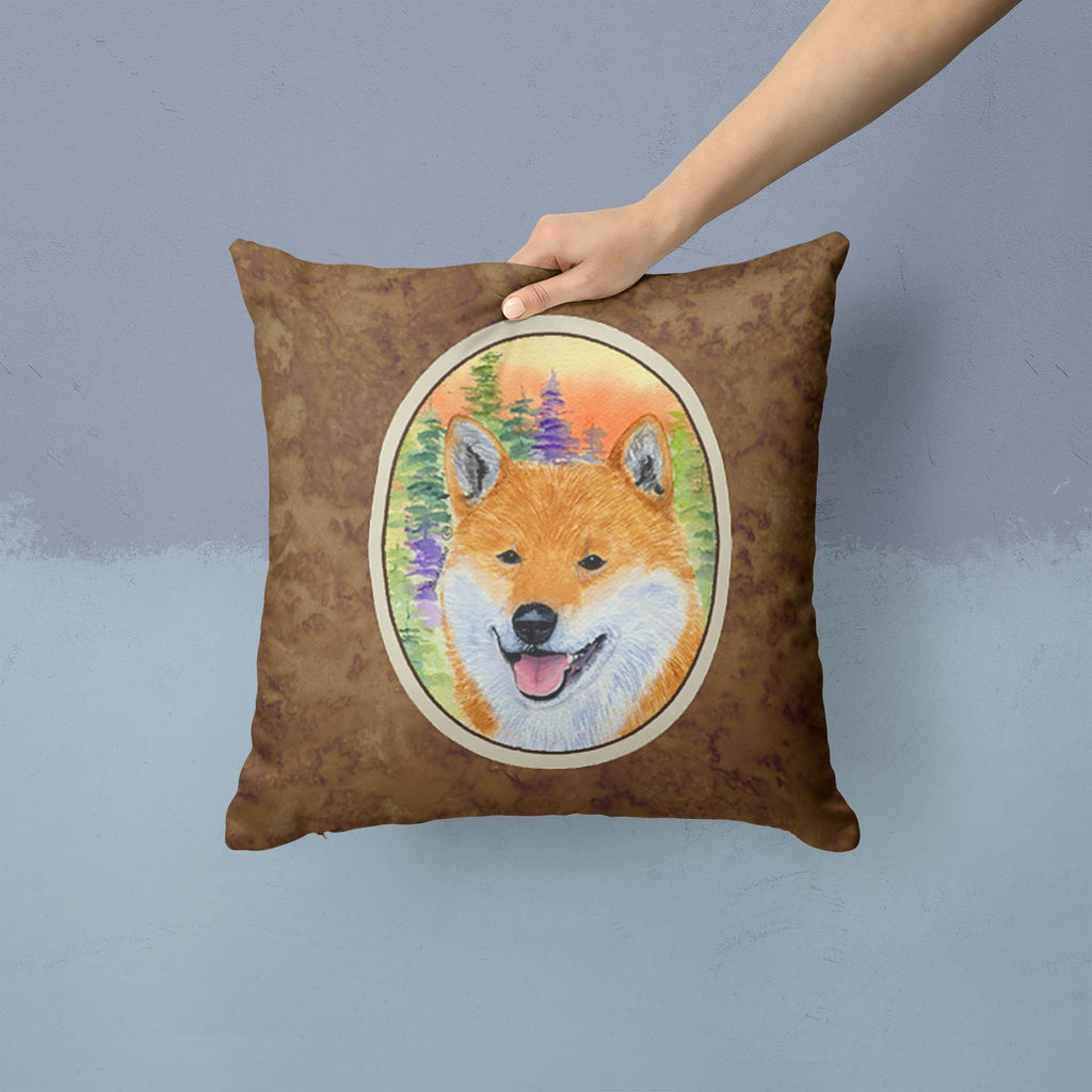 Shiba Inu Decorative Throw Pillow 14x14 Indoor Outdoor Accent Cushion, Fabric Cover with Insert for Sofa, Bed, Porch & Living Room