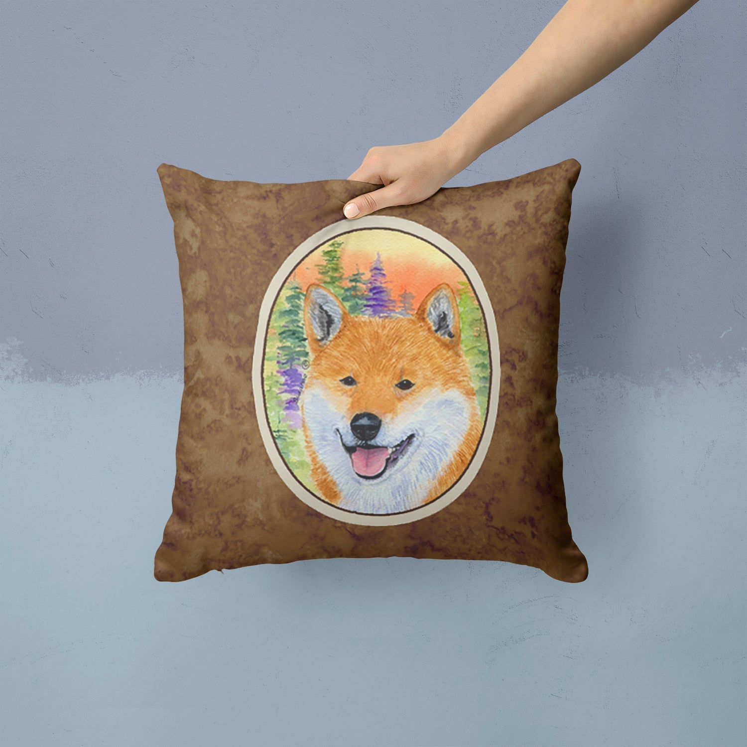 Shiba Inu Decorative Throw Pillow 14x14 Indoor Outdoor Accent Cushion, Fabric Cover with Insert for Sofa, Bed, Porch & Living Room