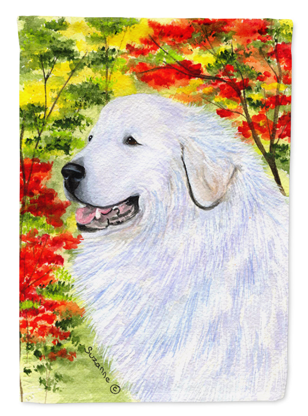 Great Pyrenees House Flag 28x40 Porch Sleeve Pole Decorative Outside Yard Banner Artwork Wall Hanging, Polyester