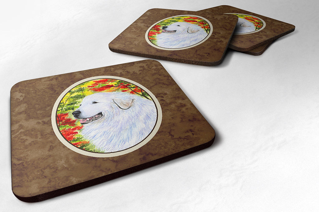 Great Pyrenees Foam Coasters Set of 4 Cup Coasters for Indoor Outdoor, Tabletop Protection, Anti Slip, Mouse pad Material