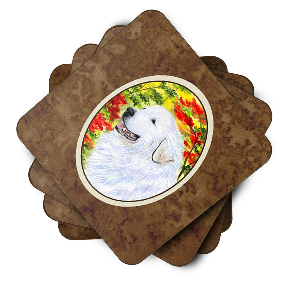 Great Pyrenees Foam Coasters Set of 4 Cup Coasters for Indoor Outdoor, Tabletop Protection, Anti Slip, Mouse pad Material