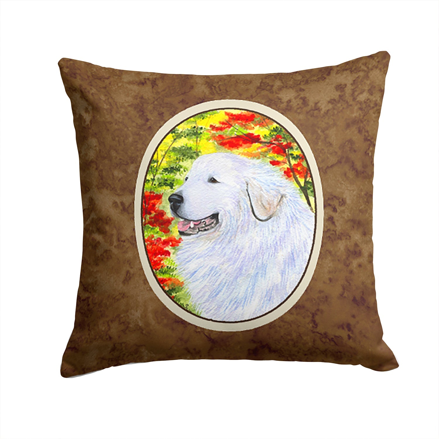 Great Pyrenees Decorative Throw Pillow 14x14 Indoor Outdoor Accent Cushion, Fabric Cover with Insert for Sofa, Bed, Porch & Living Room