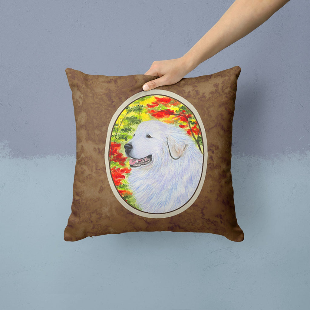 Great Pyrenees Decorative Throw Pillow 14x14 Indoor Outdoor Accent Cushion, Fabric Cover with Insert for Sofa, Bed, Porch & Living Room
