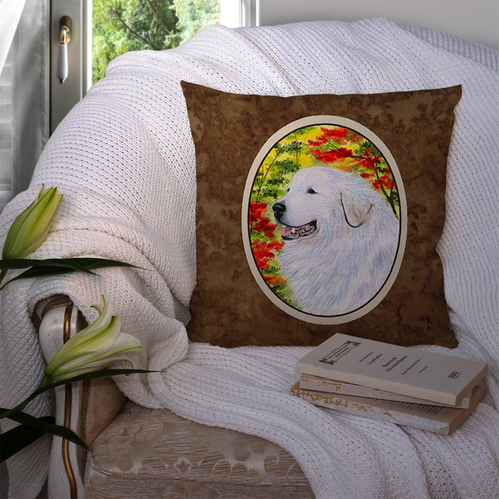 Great Pyrenees Decorative Throw Pillow 14x14 Indoor Outdoor Accent Cushion, Fabric Cover with Insert for Sofa, Bed, Porch & Living Room
