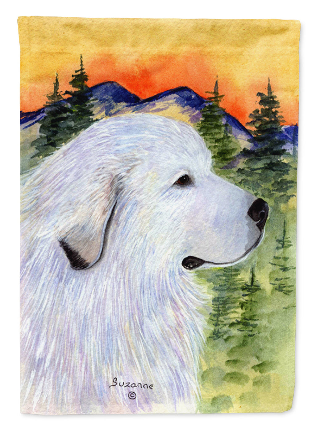 Great Pyrenees House Flag 28x40 Porch Sleeve Pole Decorative Outside Yard Banner Artwork Wall Hanging, Polyester