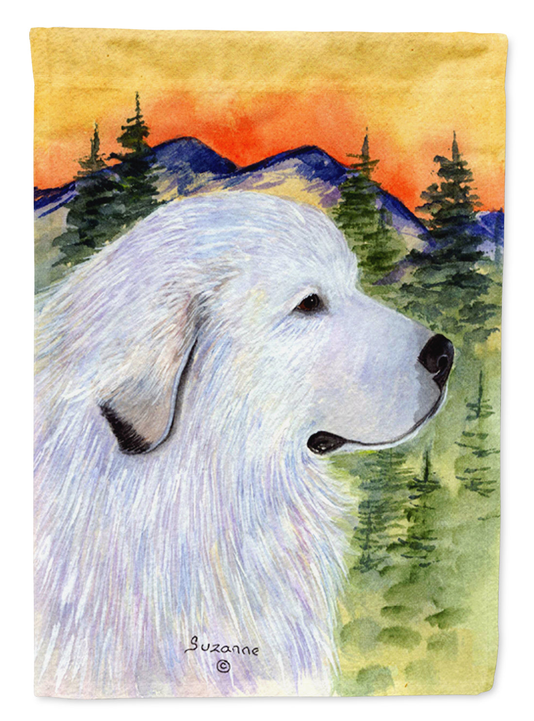 Great Pyrenees House Flag 28x40 Porch Sleeve Pole Decorative Outside Yard Banner Artwork Wall Hanging, Polyester