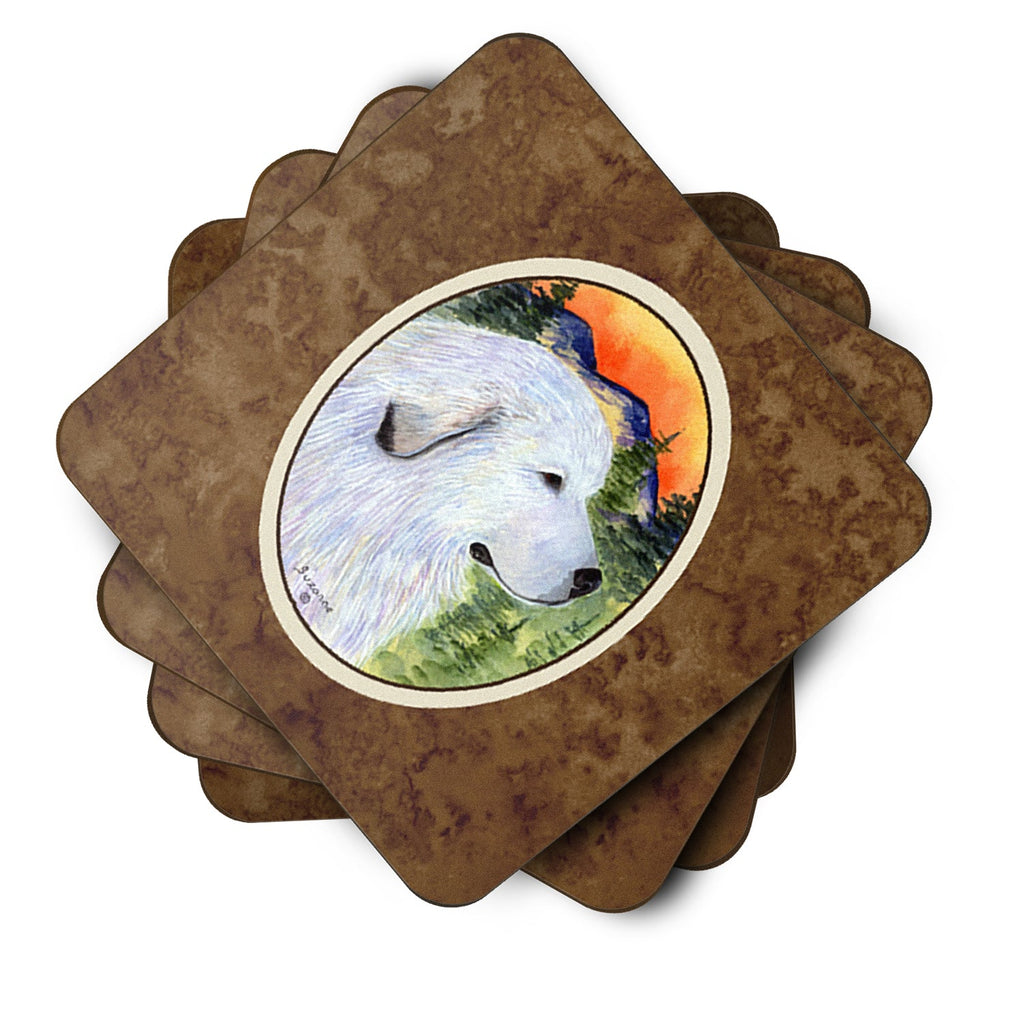 Great Pyrenees Foam Coasters Set of 4 Cup Coasters for Indoor Outdoor, Tabletop Protection, Anti Slip, Mouse pad Material
