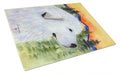 Great Pyrenees Cutting Board Tempered Glass Kitchen Cutting Surface, Heat Resistant Chopping, Non-Slip Feet, Food Prep & Serving