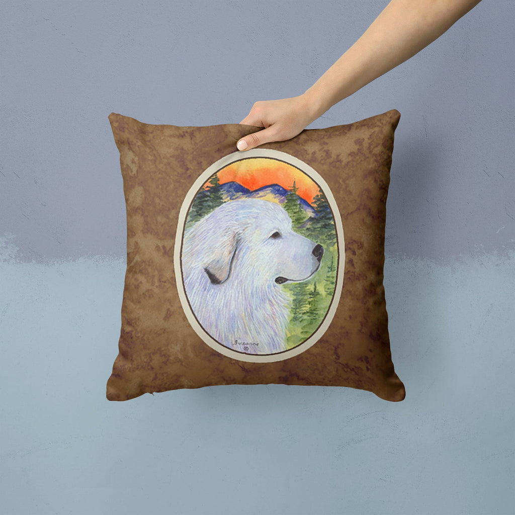 Great Pyrenees Decorative Throw Pillow 14x14 Indoor Outdoor Accent Cushion, Fabric Cover with Insert for Sofa, Bed, Porch & Living Room