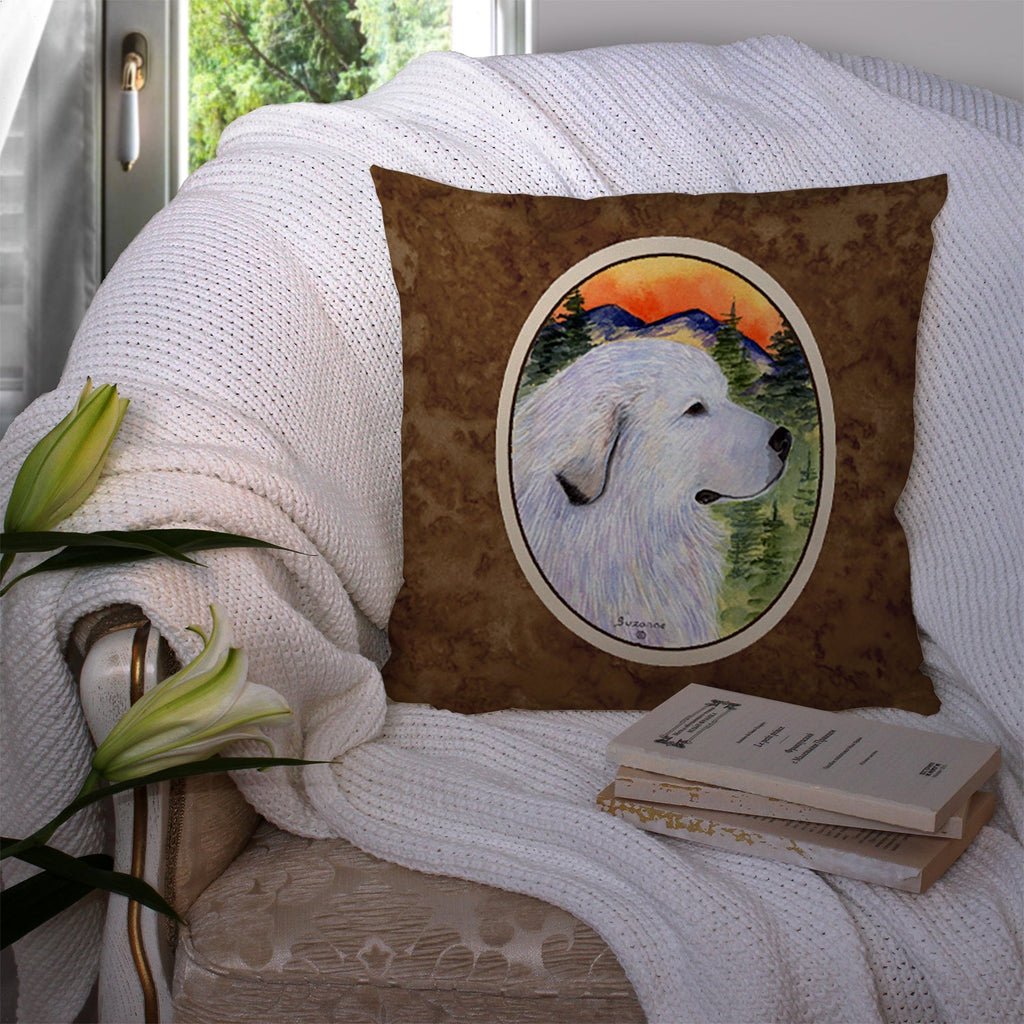 Great Pyrenees Decorative Throw Pillow 14x14 Indoor Outdoor Accent Cushion, Fabric Cover with Insert for Sofa, Bed, Porch & Living Room