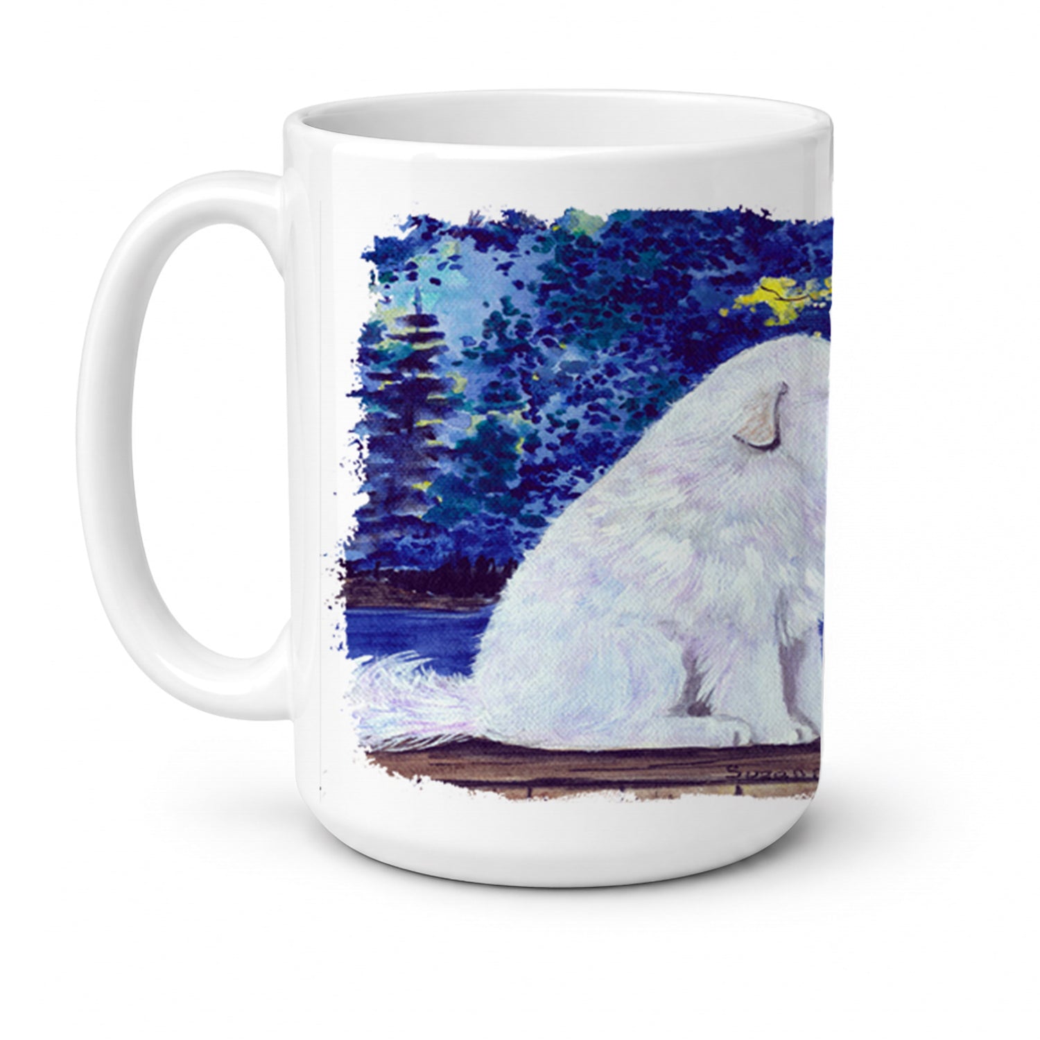 Great Pyrenees Ceramic Coffee Mug 15 oz Decorative Large C Handle Mug Cup for Tea, Cocoa Hot Chocolate