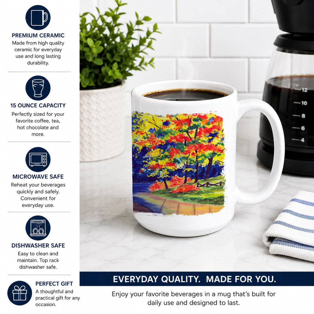 Great Pyrenees Ceramic Coffee Mug 15 oz Decorative Large C Handle Mug Cup for Tea, Cocoa Hot Chocolate