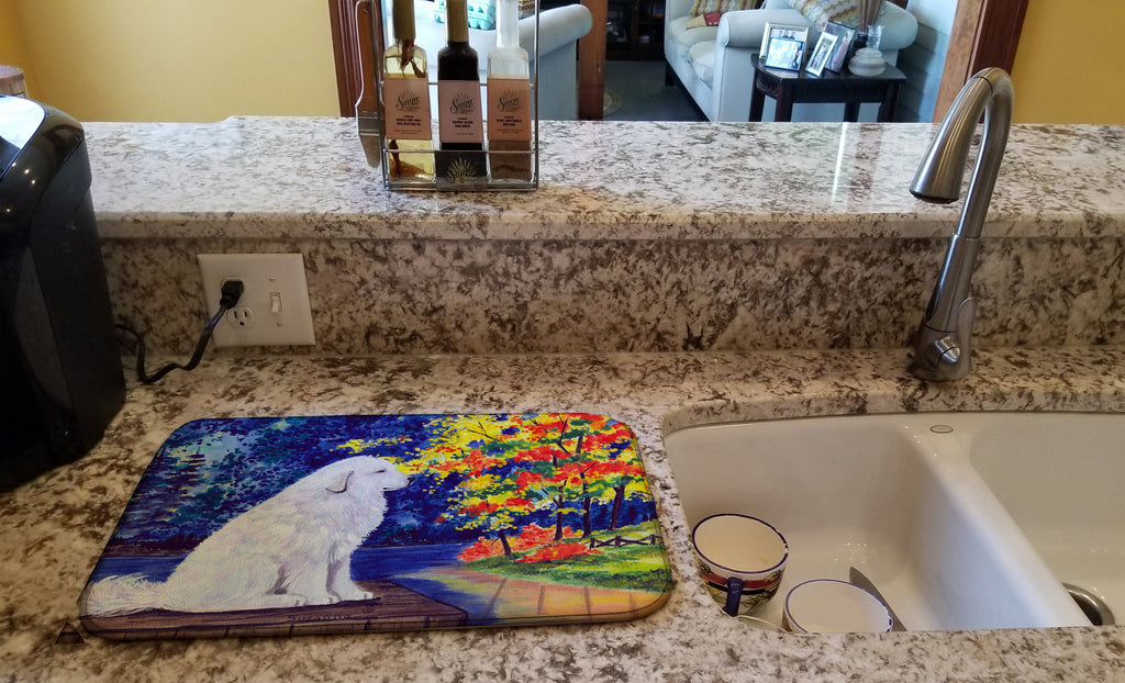 Great Pyrenees Dish Drying Mat Absorbent Dish Drying Mat Pad for Kitchen Counter Dish Drainer Mat for Countertop, 14 x 21", Multicolor