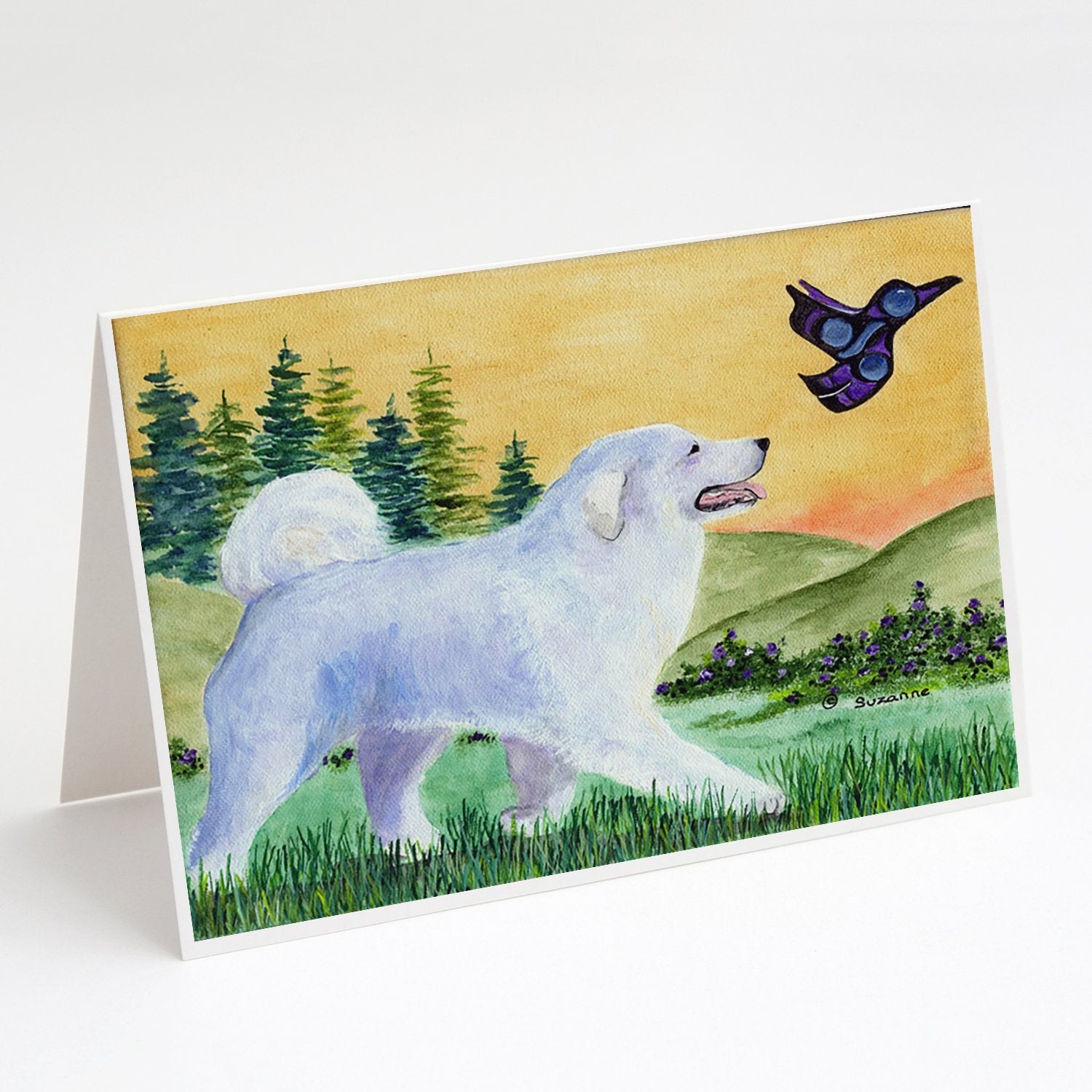 Great Pyrenees Greeting Cards Pack of 8 Blank Cards with Envelopes Whimsical A7 Size 5x7