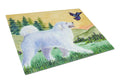 Great Pyrenees Cutting Board Tempered Glass Kitchen Cutting Surface, Heat Resistant Chopping, Non-Slip Feet, Food Prep & Serving