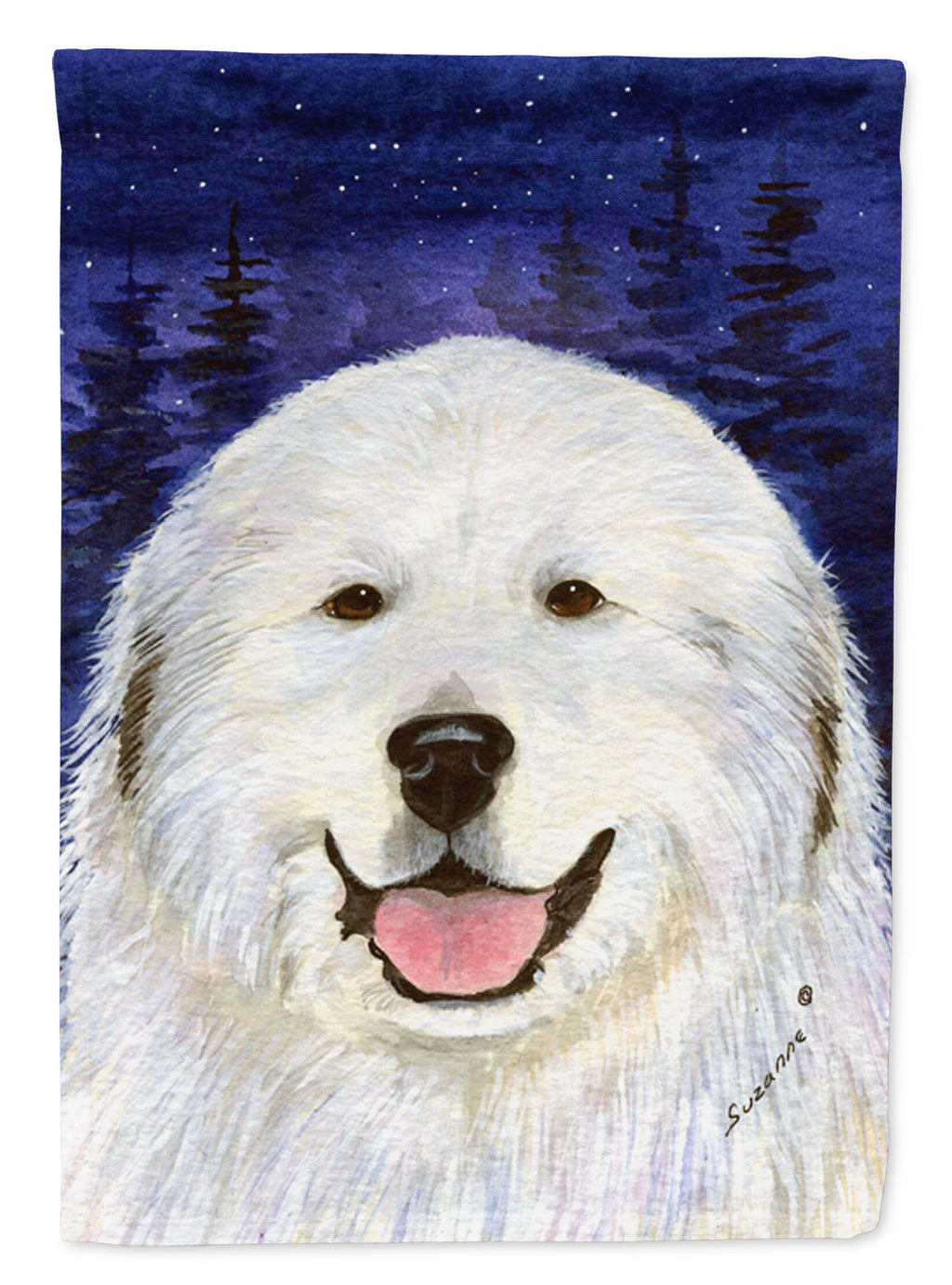 Great Pyrenees House Flag 28x40 Porch Sleeve Pole Decorative Outside Yard Banner Artwork Wall Hanging, Polyester
