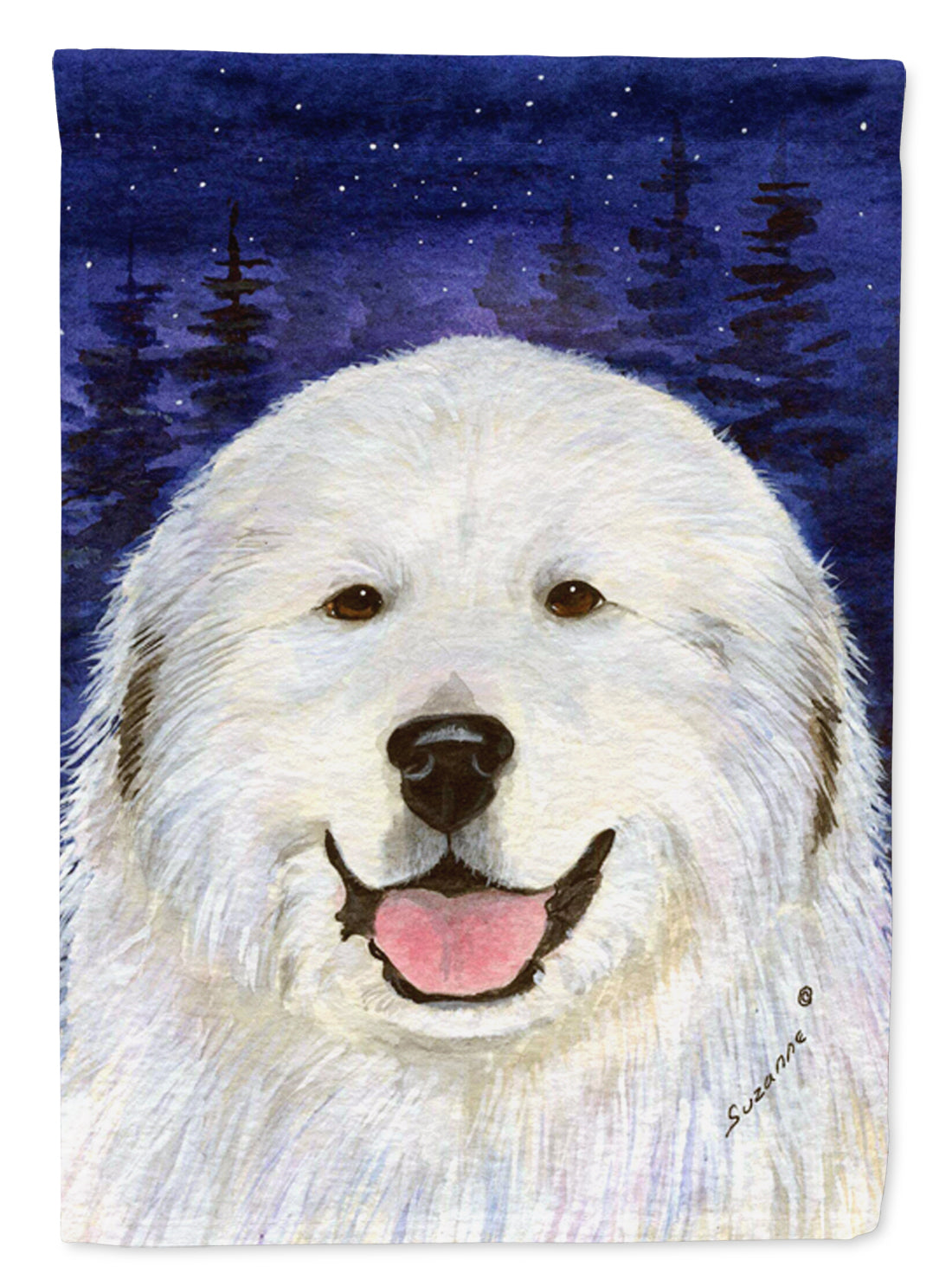 Great Pyrenees House Flag 28x40 Porch Sleeve Pole Decorative Outside Yard Banner Artwork Wall Hanging, Polyester