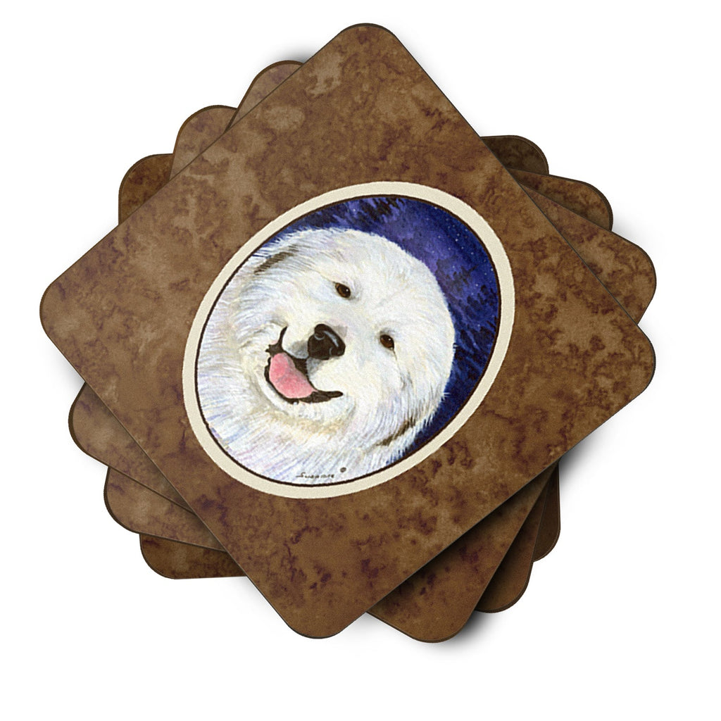 Great Pyrenees Foam Coasters Set of 4 Cup Coasters for Indoor Outdoor, Tabletop Protection, Anti Slip, Mouse pad Material