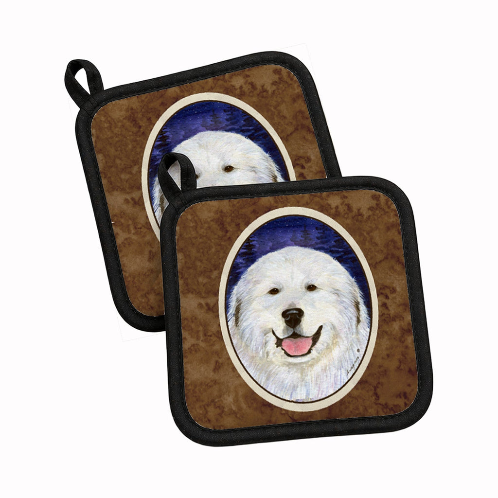 Great Pyrenees Pot Holder Set of 2 Heat Resistant Quilted Hot Pads 7.5 x 7.5 Inch, Insulated Kitchen Trivets for Cooking & Baking